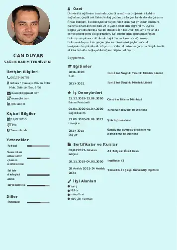 Hasta Bakıcı Cv Örnekleri cv indir